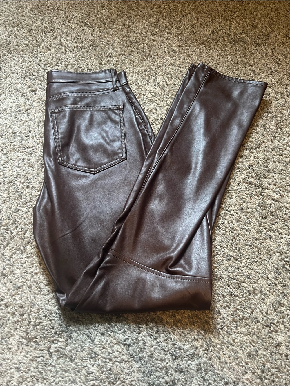 Gap Faux Leather High-Rise Skinny Pants - Dark Brown